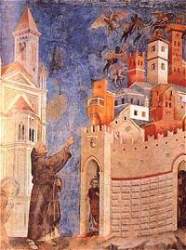 San Silvestro scaccia i draghi da Arezzo per ordine di San Francesco